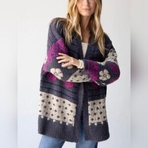NATURAL LIFE Calla Cardigan Sweater Floral Boho Open Relax S M Small Medium L XL